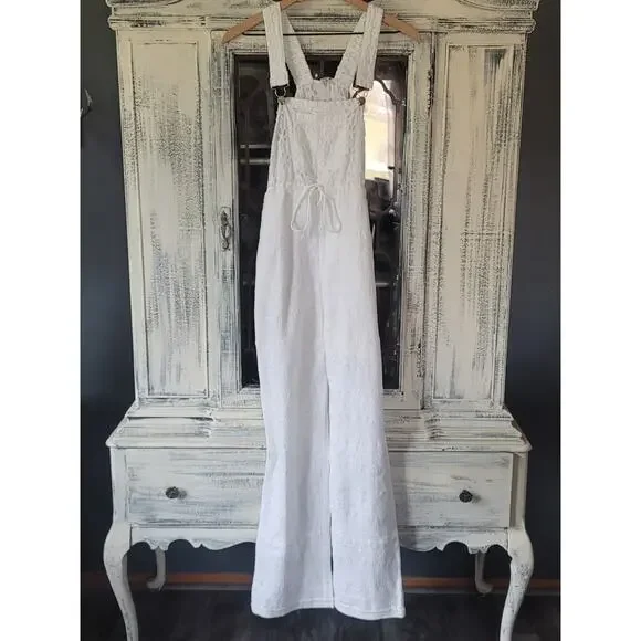 NWT Anthropologie Raga Straight-Leg White Overalls - Large - Picture 6 of 7